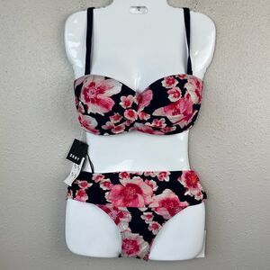 NWT DKNY Two Piece Floral Bikini and Bottoms Size M